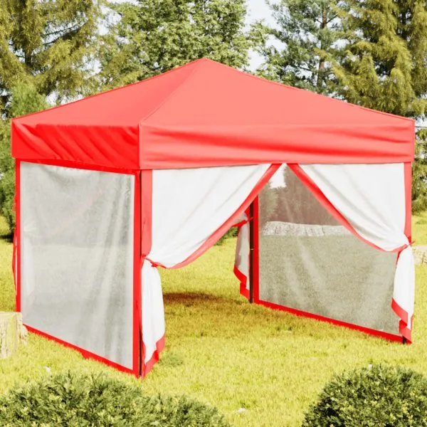 Cort pliabil pentru petrecere, pereți laterali, roșu, 3×3 m