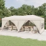 Cort pliabil pentru petrecere, pereți laterali, crem, 3×6 m