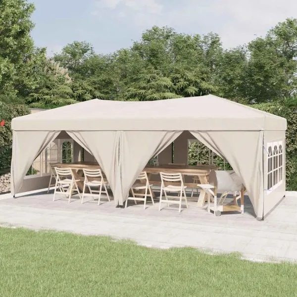 Cort pliabil pentru petrecere, pereți laterali, crem, 3×6 m