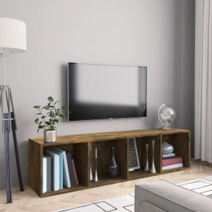 Bibliotecă/dulap TV stejar fumuriu 143x30x36 cm lemn prelucrat
