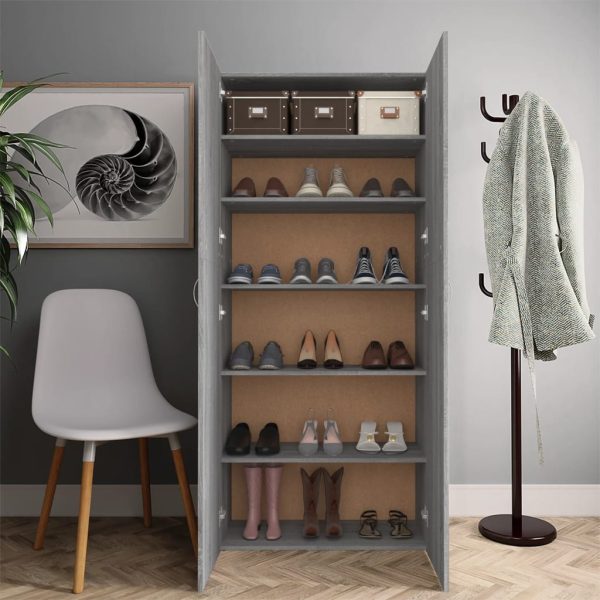 Pantofar, gri sonoma, 80×35,5×180 cm, lemn compozit