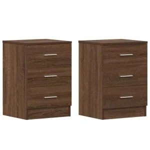 Noptiere, 2 buc., stejar maro, 38x35x56 cm, lemn prelucrat