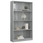 Bibliotecă cu 4 niveluri gri sonoma 80x24x142 cm lemn compozit