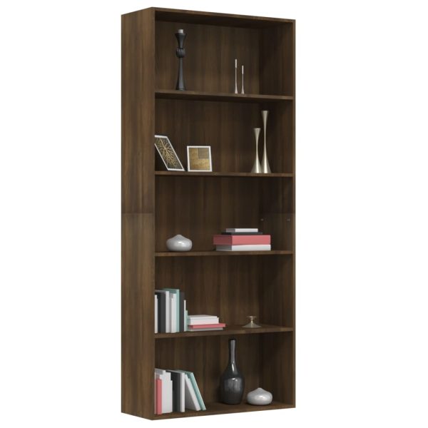 Bibliotecă 5 niveluri stejar maro 80x30x189 cm lemn compozit