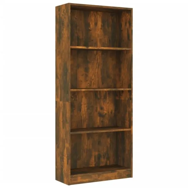 Bibliotecă 4 niveluri stejar fumuriu 60x24x142 cm lemn compozit