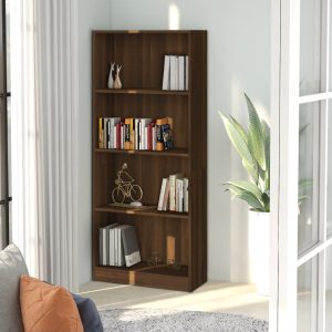 Bibliotecă cu 4 niveluri stejar maro 60x24x142 cm lemn compozit