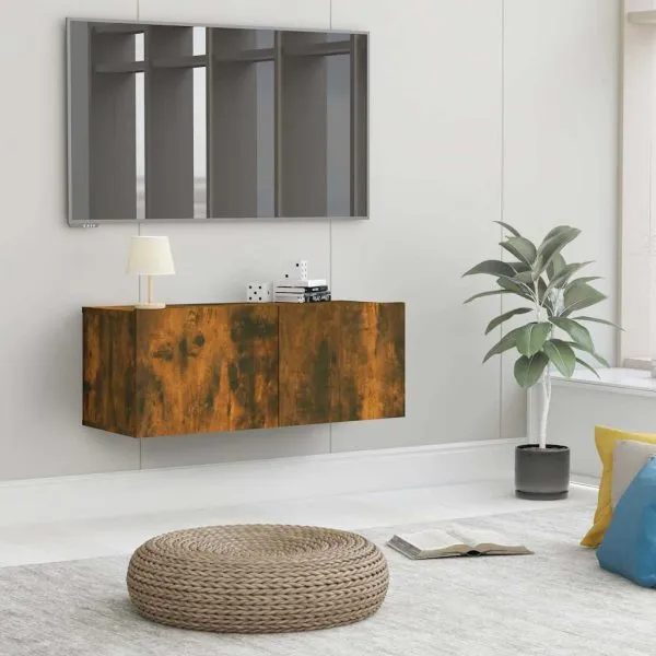 Comodă TV stejar fumuriu 80x30x30 cm lemn prelucrat