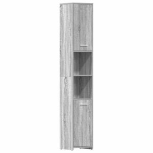 Dulap de baie, sonoma gri, 30x30x183,5 cm, lemn prelucrat
