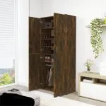 Pantofar, stejar fumuriu, 80x39x178 cm, lemn prelucrat