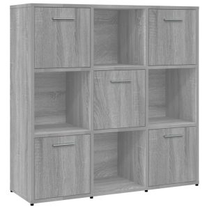 Bibliotecă, gri sonoma, 90x30x90 cm, lemn prelucrat
