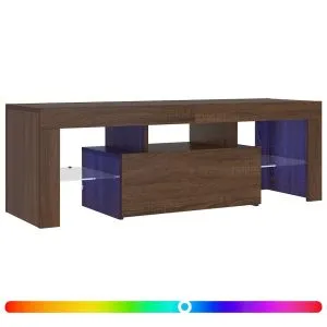 Comodă TV cu lumini LED, stejar maro, 120x35x40 cm