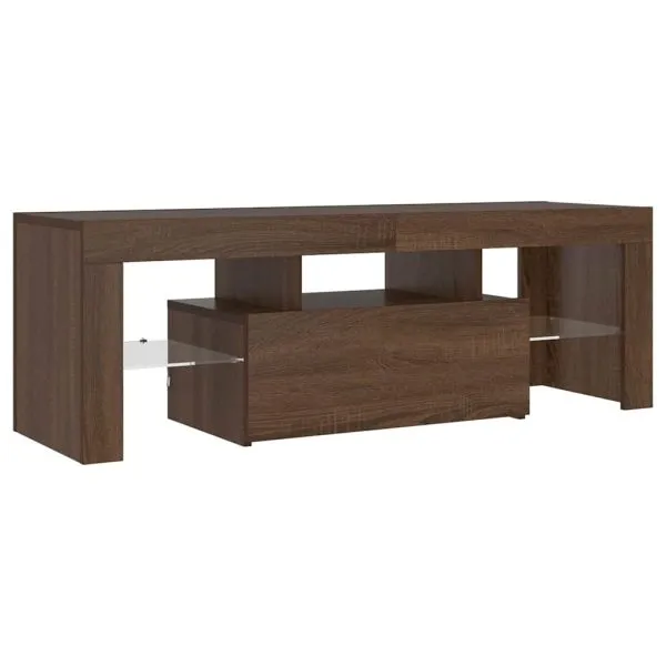 Comodă TV cu lumini LED, stejar maro, 120x35x40 cm