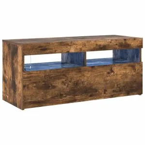 Comodă TV cu lumini LED, stejar fumuriu, 90x35x40 cm
