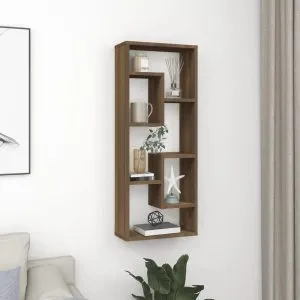 Raft de perete, stejar maro, 36x16x90 cm, lemn compozit