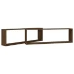 Rafturi de perete cub, 2 buc., stejar maro 100x15x30 cm lemn