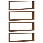 Rafturi de perete cub, 4 buc. stejar maro, 80x15x26,5 cm, lemn