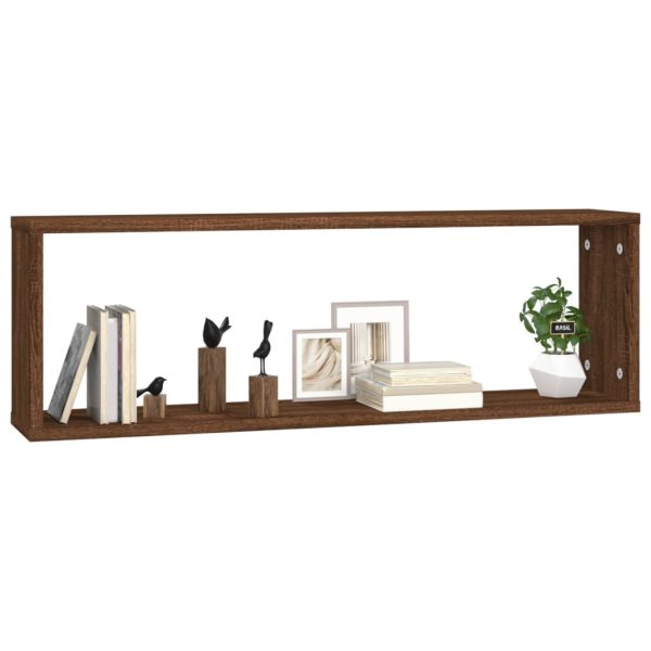 Rafturi de perete cub, 4 buc. stejar maro, 80x15x26,5 cm, lemn