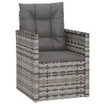 Set mobilier de exterior cu perne, 4 piese, gri, poliratan