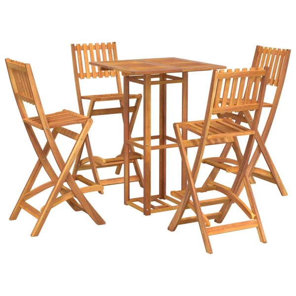 Set de bar de exterior, 5 piese, lemn masiv de acacia