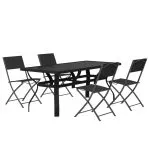 Set de servit masa pentru grădină, 5 piese, gri și negru