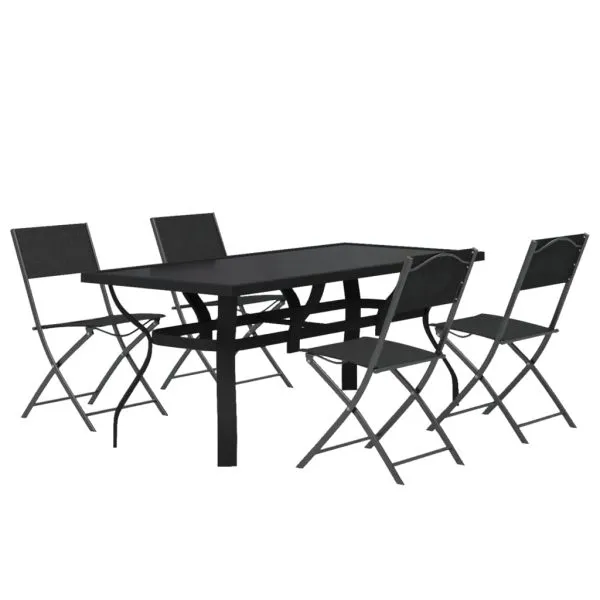 Set de servit masa pentru grădină, 5 piese, gri și negru