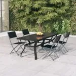 Set de servit masa pentru grădină, 5 piese, gri și negru