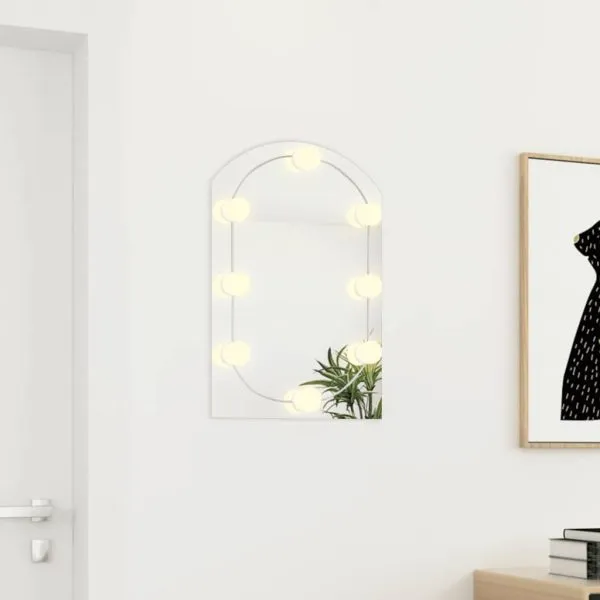 Oglindă cu lumini LED, arcadă, 60×40 cm, sticlă