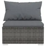 Set mobilier de grădină cu perne, 2 piese, gri, poliratan