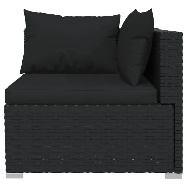 Set mobilier de grădină cu perne, 5 piese, negru, poliratan