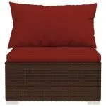 Set mobilier de grădină cu perne, 6 piese, maro, poliratan