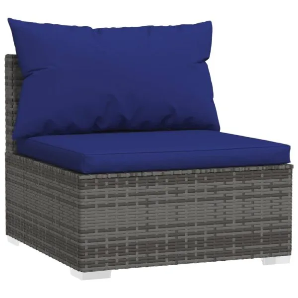 Set mobilier de grădină cu perne, 8 piese, gri, poliratan