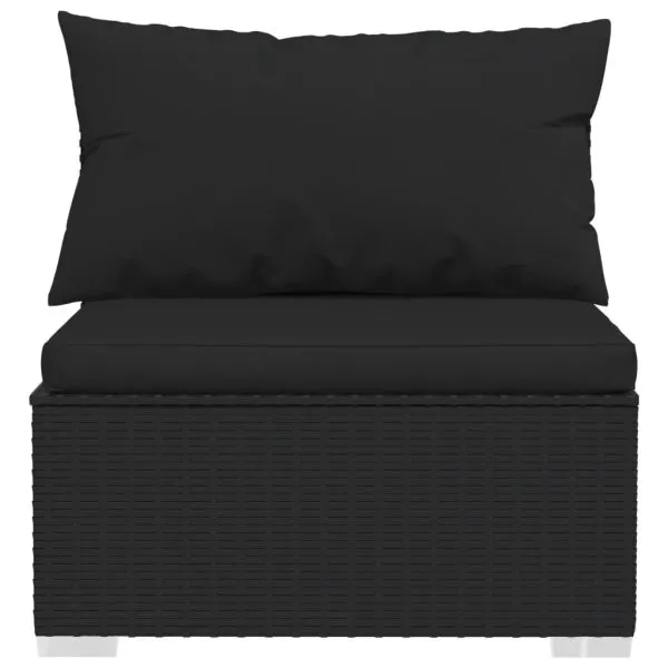 Set mobilier de grădină cu perne, 12 piese, negru, poliratan