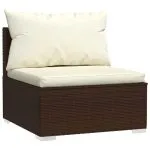 Set mobilier de grădină cu perne, 5 piese, maro, poliratan