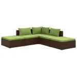 Set mobilier de grădină cu perne, 5 piese, maro, poliratan
