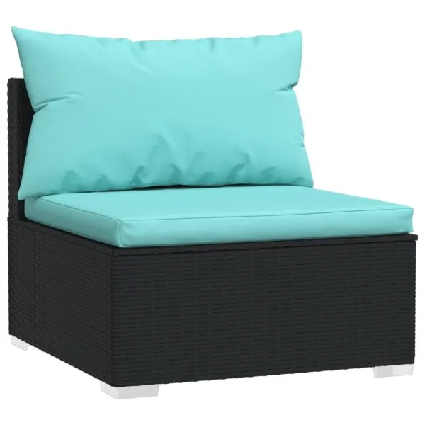 Set mobilier de grădină cu perne, 6 piese, negru, poliratan