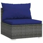 Set mobilier de grădină cu perne, 4 piese, poliratan, gri