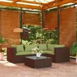 Set mobilier de grădină cu perne, 5 piese, maro, poliratan