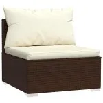 Set mobilier de grădină cu perne, 5 piese, maro, poliratan