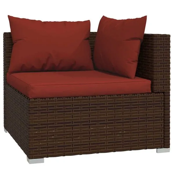Set mobilier de grădină cu perne, 5 piese, maro, poliratan