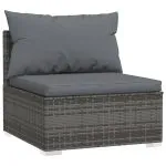 Set mobilier de grădină cu perne, 8 piese, gri, poliratan