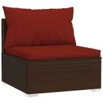Set mobilier de grădină cu perne, 9 piese, maro, poliratan