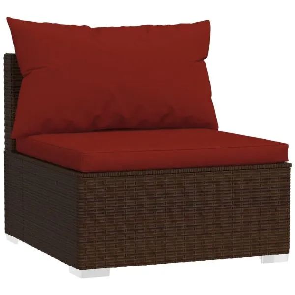 Set mobilier de grădină cu perne, 9 piese, maro, poliratan
