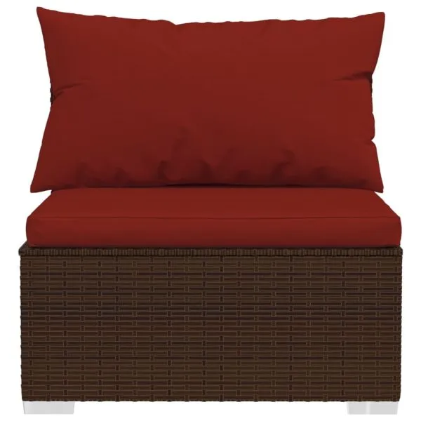 Set mobilier de grădină cu perne, 9 piese, maro, poliratan