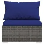Set mobilier de grădină cu perne, 11 piese, gri, poliratan