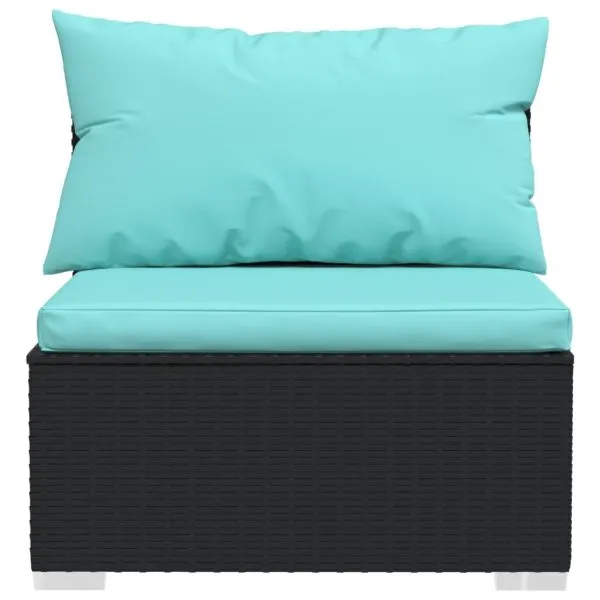 Set mobilier de grădină cu perne, 12 piese, negru, poliratan