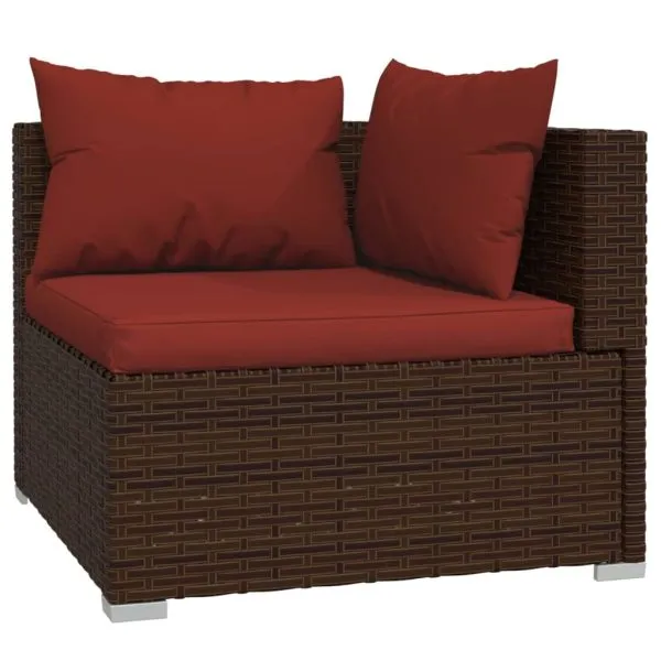 Set mobilier de grădină cu perne, 13 piese, maro, poliratan