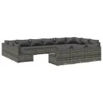 Set mobilier de grădină cu perne, 13 piese,gri, poliratan