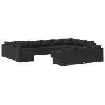 Set mobilier de grădină cu perne, 14 piese, negru, poliratan