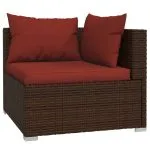 Set mobilier de grădină cu perne, 6 piese, maro, poliratan