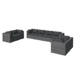 Set mobilier de grădină cu perne, 8 piese, gri, poliratan